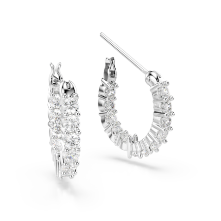 Resim Vittore halka küpeler, Yuvarlak kesim, Beyaz, Rodyum kaplama