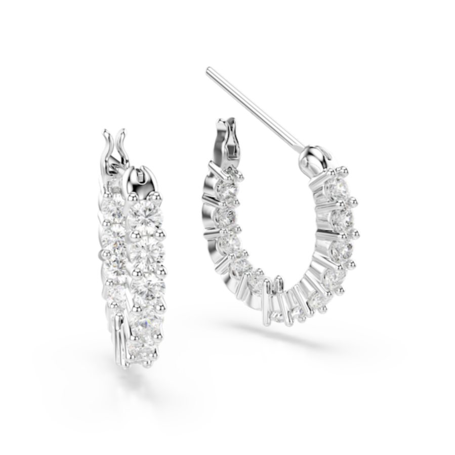 Resim Vittore halka küpeler, Yuvarlak kesim, Beyaz, Rodyum kaplama