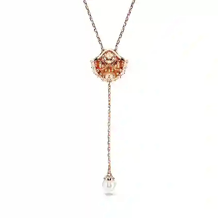 Resim Idyllia Y Kolye, Kristal inci, Deniz Kabuğu, Beyaz, Pembe altın rengi kaplama