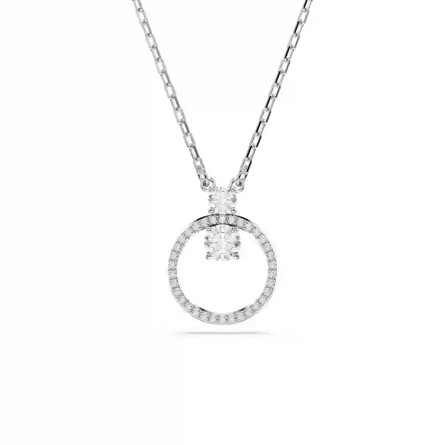 Resim Constella Kolye, Pavé, Yuvarlak kesim, Beyaz, Rodyum kaplama