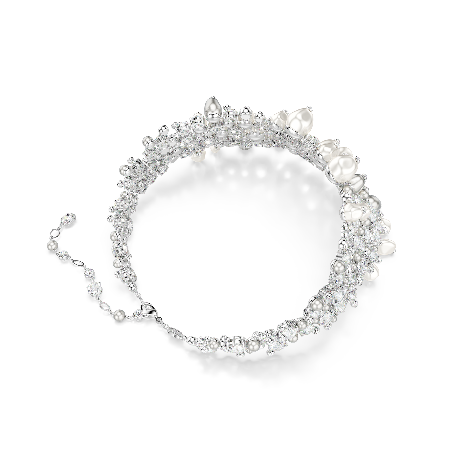 Resim Constella Gerdanlık, Kristal inci, Yuvarlak kesim, Beyaz, Rodyum kaplama