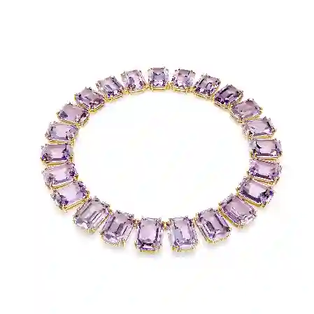 Resim Millenia Tennis kolye, Büyük kristaller, Sekizgen kesim, Mor, Altın rengi kaplama