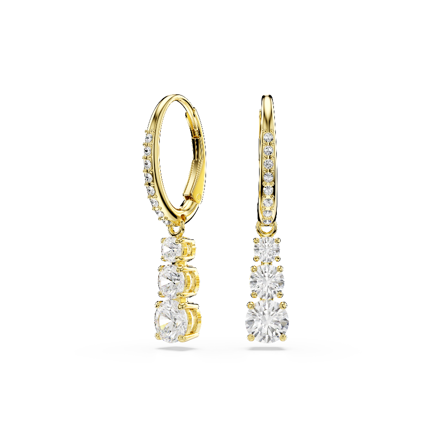 Resim Stilla Attract halka küpeler, Yuvarlak kesim, Beyaz, Altın rengi kaplama