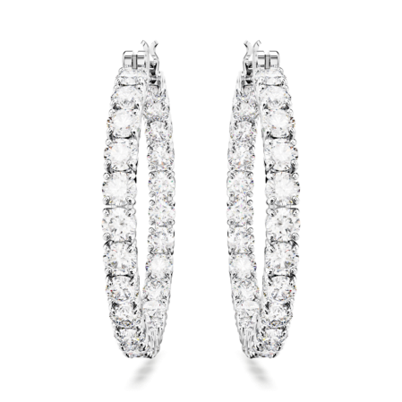 Resim Matrix halka küpeler, Yuvarlak kesim, Beyaz, Rodyum kaplama