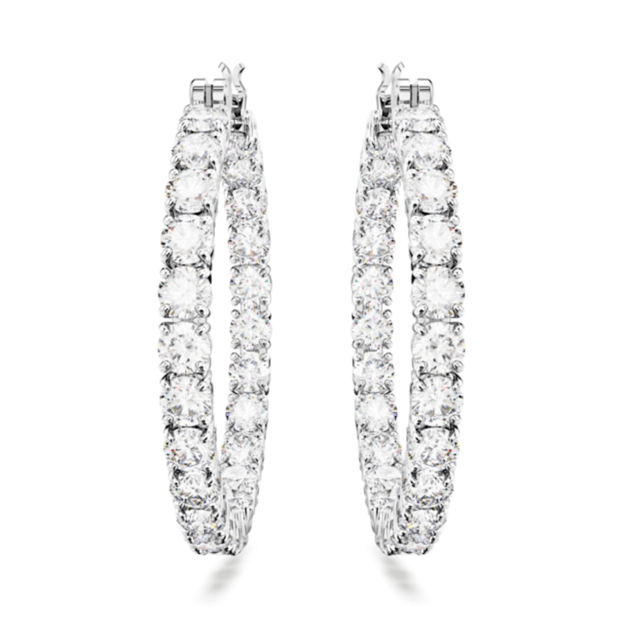 Resim Matrix halka küpeler, Yuvarlak kesim, Beyaz, Rodyum kaplama