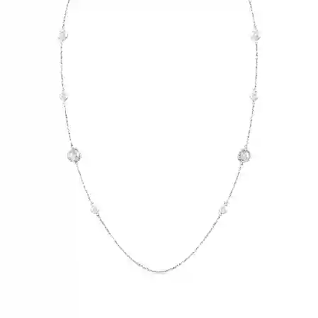 Resim Snake Dizi Kolye, Kristal inci, Karışık kesimler, Yılan Yılı, Beyaz, Rodyum kaplama