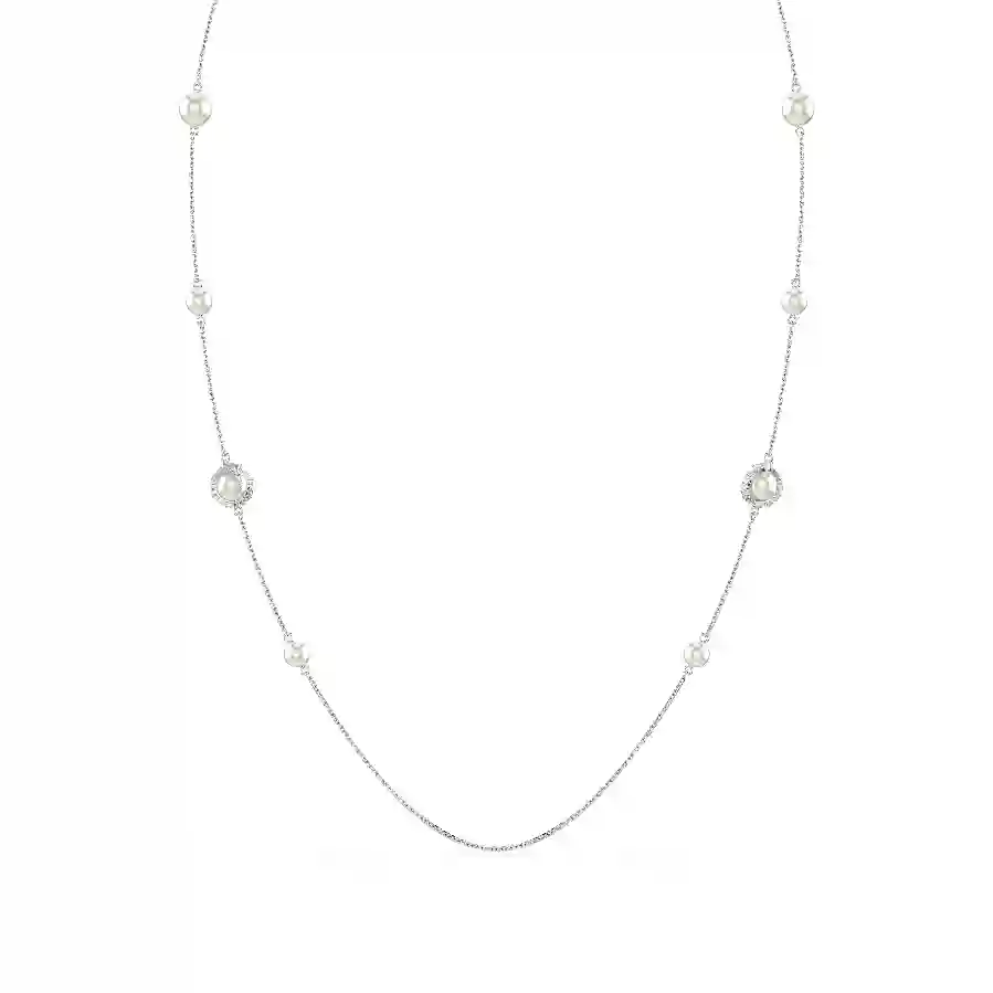 Resim Snake Dizi Kolye, Kristal inci, Karışık kesimler, Yılan Yılı, Beyaz, Rodyum kaplama