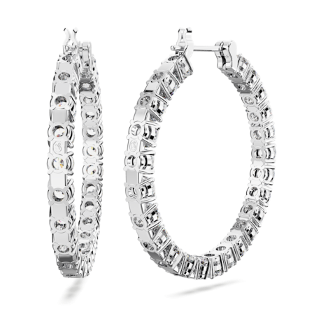 Resim Matrix halka küpeler, Yuvarlak kesim, Beyaz, Rodyum kaplama