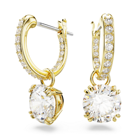 Resim Constella damla küpeler, Yuvarlak kesim, Beyaz, Altın rengi kaplama