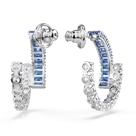 Resim Matrix halka küpeler, Karışık kesimler, Mavi, Rodyum kaplama