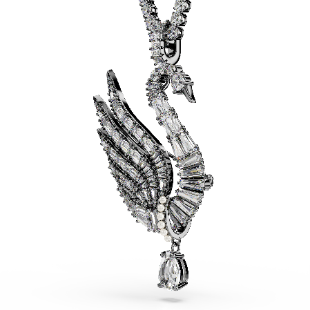 Resim Swan Vienna Kolye ve broş, Kuğu, Beyaz, Rutenyum kaplama