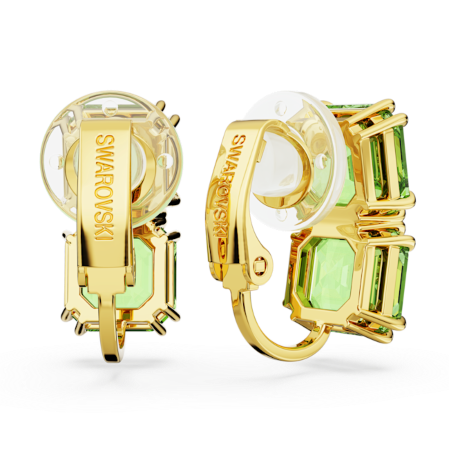 Resim Millenia Klipsli Küpeler, Kare kesim, Yeşil, Altın rengi kaplama