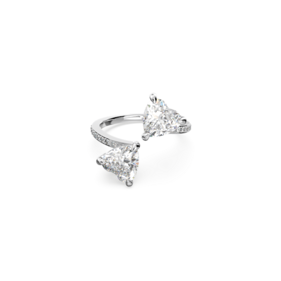 Resim Mesmera Attract Açık Yüzük, Kalp, Beyaz, Rodyum kaplama