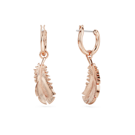 Resim Nice damla küpeler, Tüy, Beyaz, Pembe altın rengi kaplama