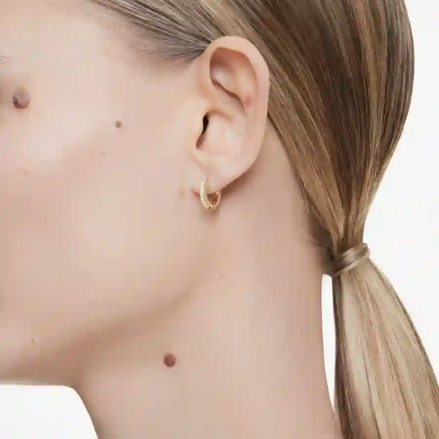 Resim Matrix halka küpeler, Yuvarlak kesim, Beyaz, Altın rengi kaplama