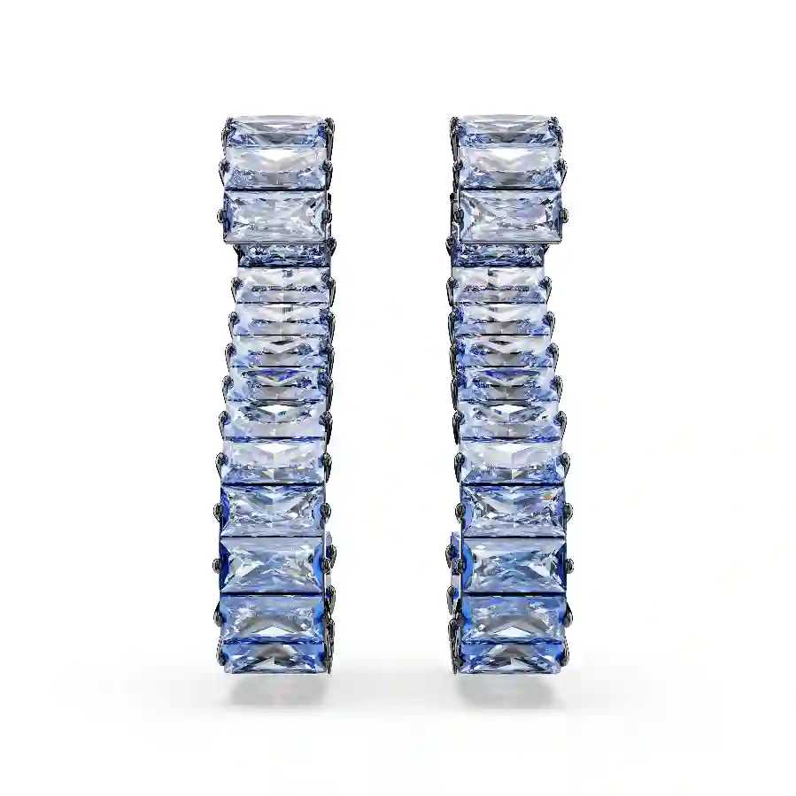 Resim Matrix damla küpeler, Baget kesim, Mavi, Rutenyum kaplama