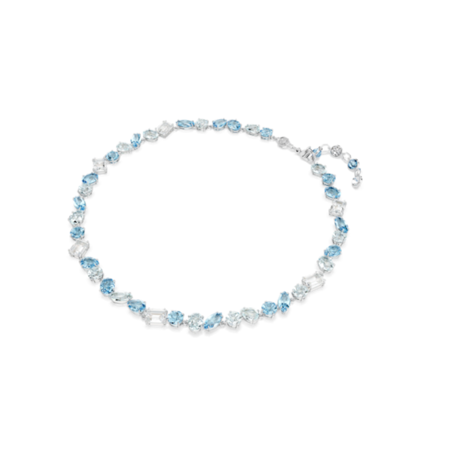 Resim Gema Kolye, Karışık kesimler, Mavi, Rodyum kaplama