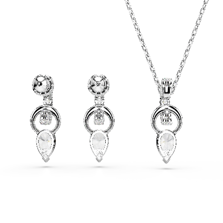 Resim Mesmera Set, Armut kesim, Yuvarlak kesim, Beyaz, Rodyum kaplama