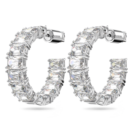 Resim Millenia halka küpeler, Sekizgen kesim, Beyaz, Rodyum kaplama