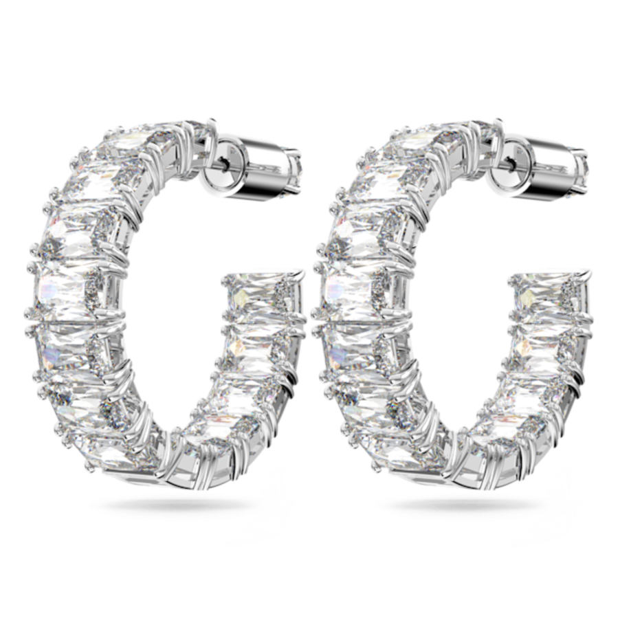 Resim Millenia halka küpeler, Sekizgen kesim, Beyaz, Rodyum kaplama