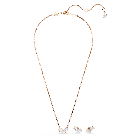 Resim Mesmera Set, Armut kesim, Sekizgen kesim, Beyaz, Pembe altın rengi kaplama