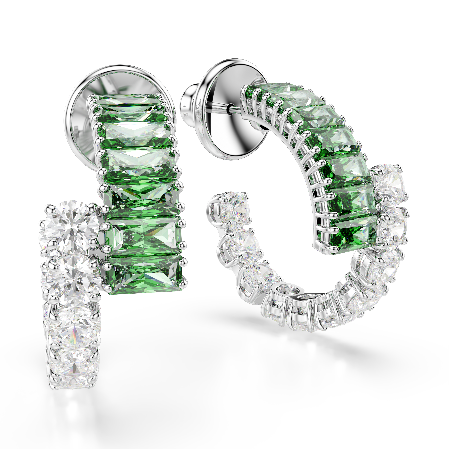 Resim Matrix halka küpeler, Karışık kesimler, Yeşil, Rodyum kaplama