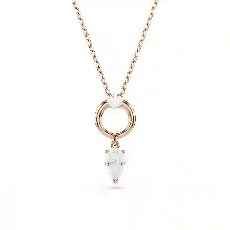 Resim Mesmera Set, Armut kesim, Yuvarlak kesim, Beyaz, Pembe altın rengi kaplama