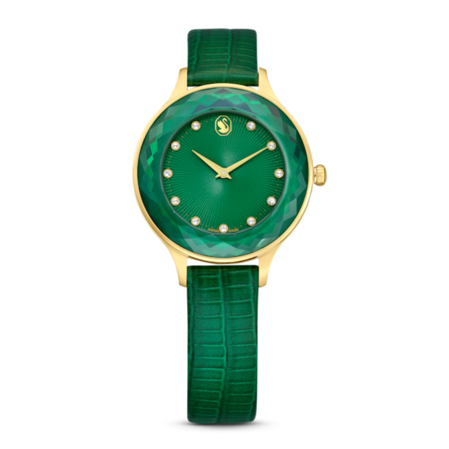Resim Nova Saat, İsviçre Üretimi, Deri kayış, Yeşil, Altın rengi yüzey