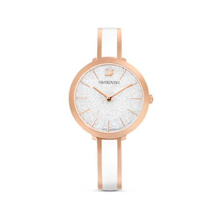 Resim Crystalline delight Saat, İsviçre Üretimi, Metal bileklik, Beyaz, Pembe altın rengi yüzey