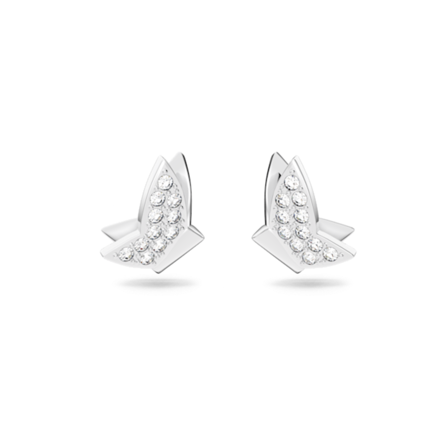 Resim Idyllia Lilia düğme Küpeler, Kelebek, Beyaz, Rodyum kaplama