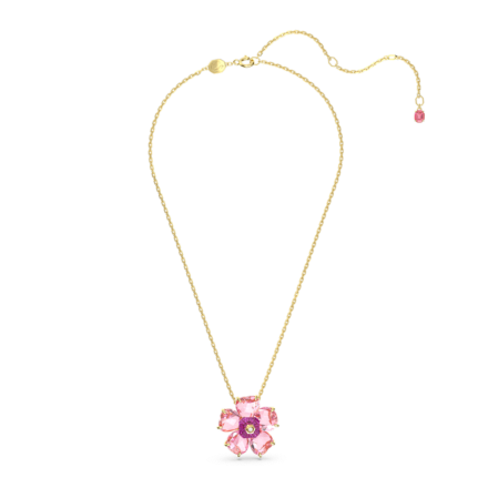 Resim Idyllia Kolye, Çiçek, Pembe, Altın rengi kaplama
