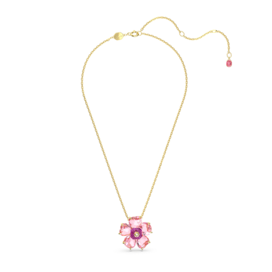 Resim Idyllia Kolye, Çiçek, Pembe, Altın rengi kaplama