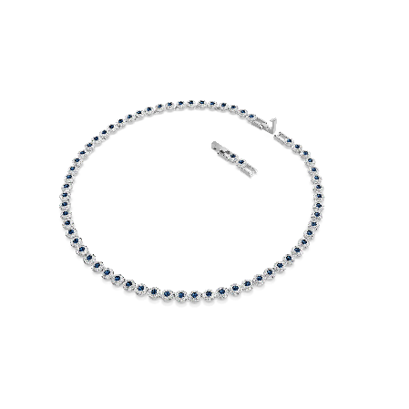 Resim Una Angelic Tennis kolye, Yuvarlak kesim, Mavi, Rodyum kaplama