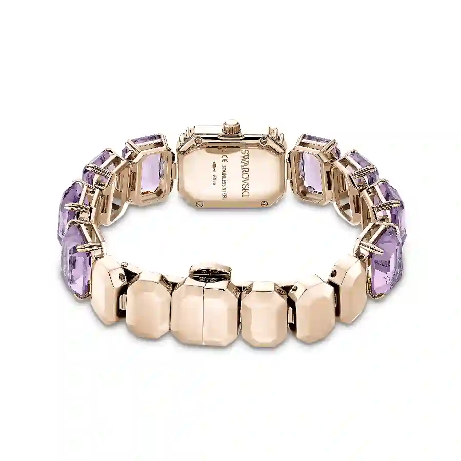 Resim Saat, Sekizgen kesimli bileklik, Mor, Şampanya altın rengi yüzey