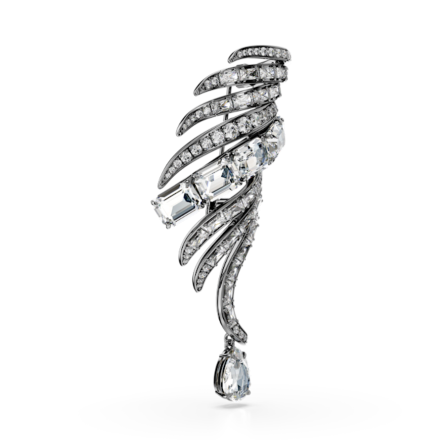 Resim The Vienna Collection Broş, Tüy, Beyaz, Rutenyum kaplama