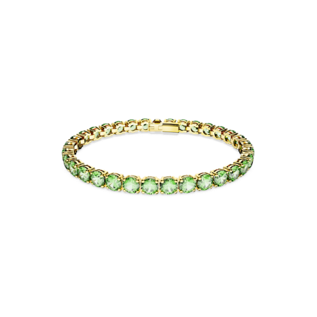 Resim Matrix Tennis Bileklik, Yuvarlak kesim, Yeşil, Altın rengi kaplama