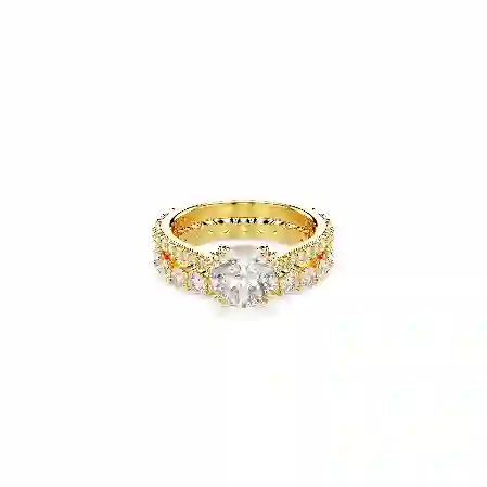 Resim Stilla Yüzük, Set (2), Yuvarlak kesim, Beyaz, Altın rengi kaplama