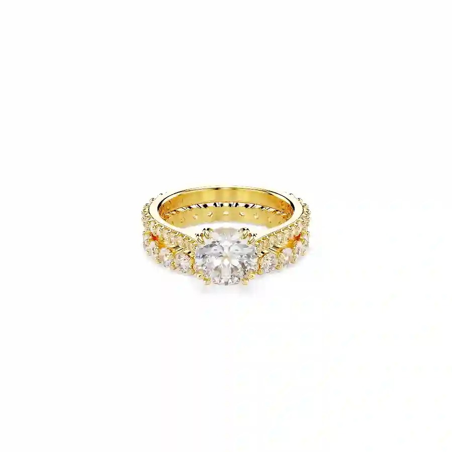 Resim Stilla Yüzük, Set (2), Yuvarlak kesim, Beyaz, Altın rengi kaplama