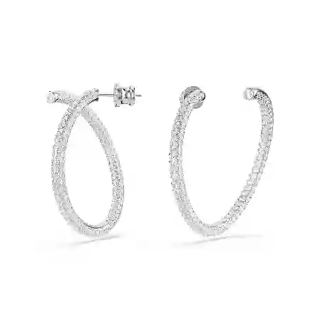 Resim Dextera halka küpeler, Yuvarlak kesim, Beyaz, Rodyum kaplama