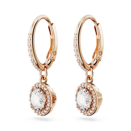 Resim Constella damla küpeler, Yuvarlak kesim, Pavé, Beyaz, Pembe altın rengi kaplama