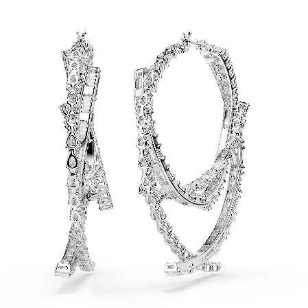 Resim Matrix halka küpeler, Karışık kesimler, Beyaz, Rodyum kaplama