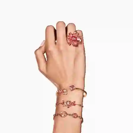 Resim Gema Bileklik, Karışık kesimler, Pembe, Altın rengi kaplama