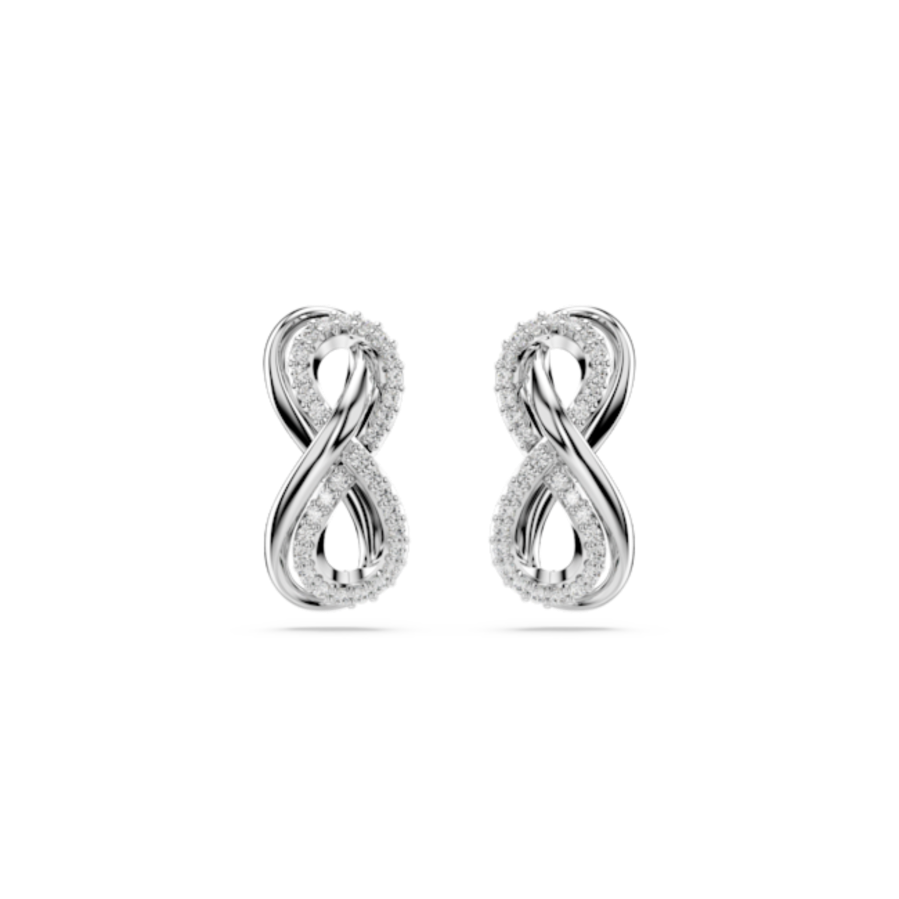 Resim Hyperbola düğme Küpeler, Infinity, Beyaz, Rodyum kaplama