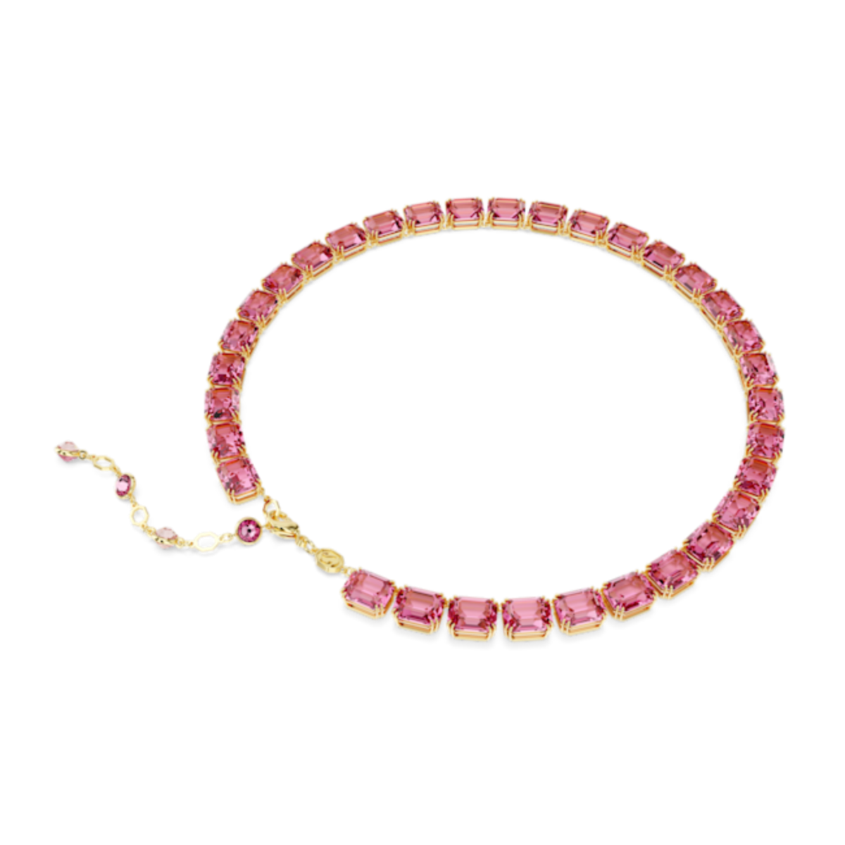 Resim Millenia Tennis kolye, Sekizgen kesim, Pembe, Altın rengi kaplama