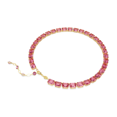 Resim Millenia Tennis kolye, Sekizgen kesim, Pembe, Altın rengi kaplama