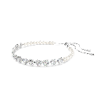 Resim Ariana Grande x Swarovski Tennis gerdanlık, Karışık kesimler, Kristal inci, Kalp, Beyaz, Rodyum kaplama