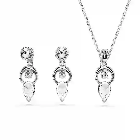 Resim Mesmera Set, Armut kesim, Yuvarlak kesim, Beyaz, Rodyum kaplama