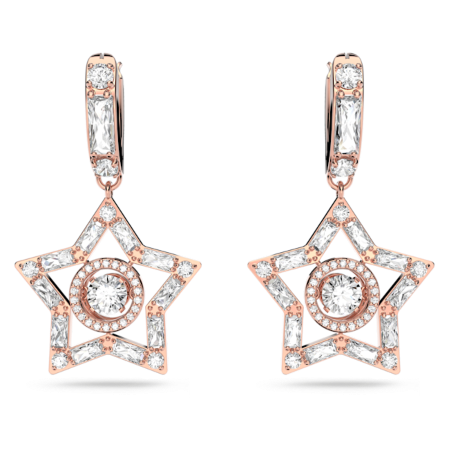 Resim Stella damla küpeler, Karışık kesimler, Yıldız, Beyaz, Pembe altın rengi kaplama