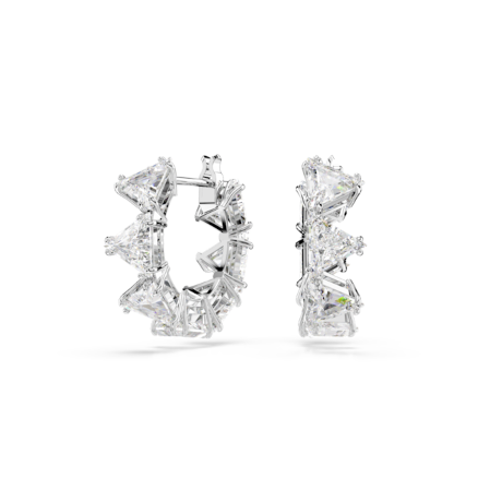 Resim Ortyx halka küpeler, Üçgen kesim, Küçük, Beyaz, Rodyum kaplama