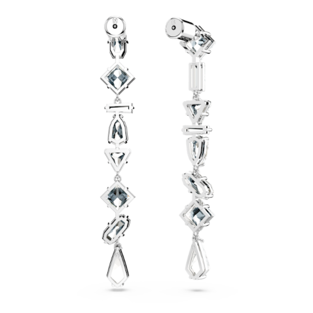 Resim Mesmera damla küpeler, Asimetrik tasarım, Karışık kesimler, Uzun, Beyaz, Rodyum kaplama